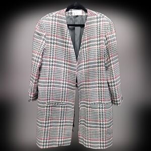 Womens Vintage Schroders Custom Separates Wool Open Front Houndstooth Jacket 20